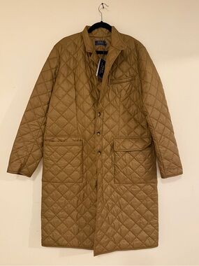 Polo by Ralph Lauren Quilted Long Coat in Khaki